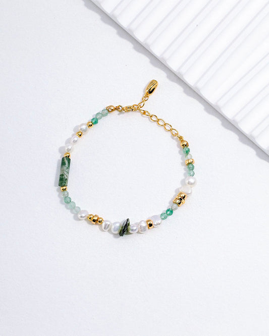 Aventurine Bead Pearl Bracelet