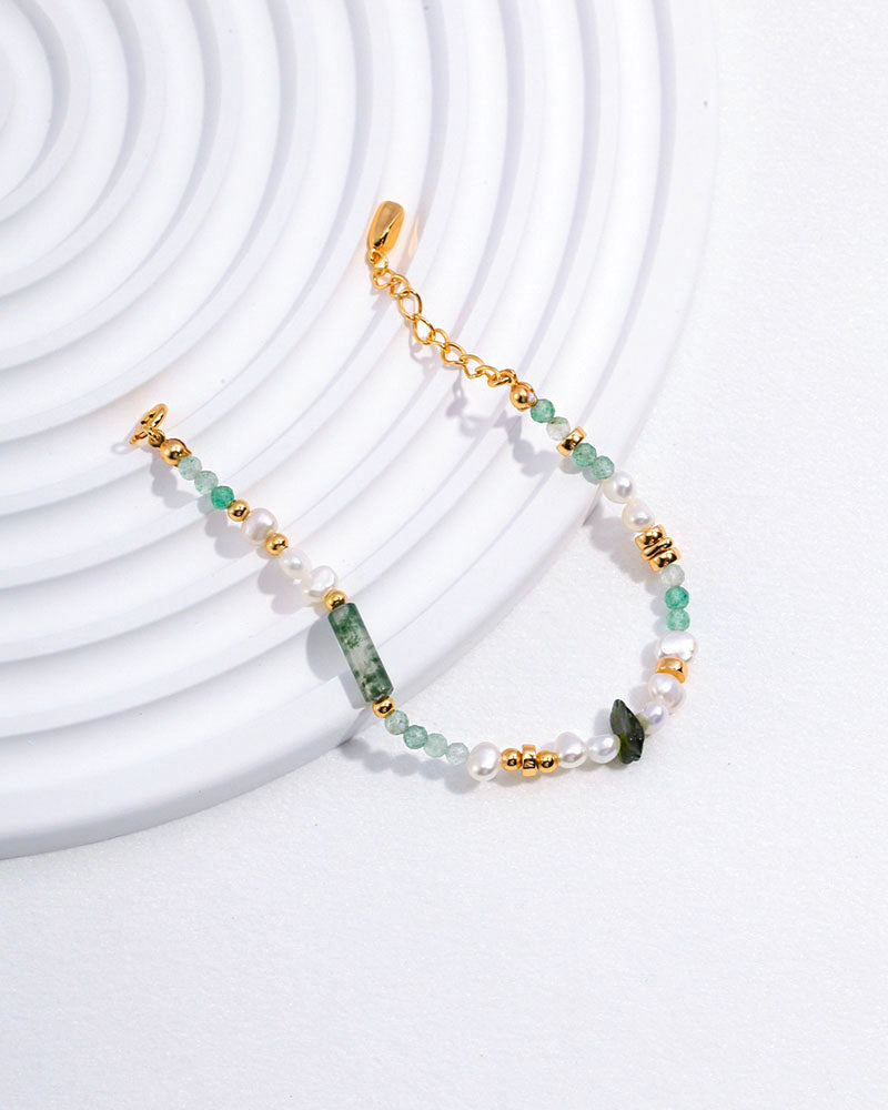 Aventurine Bead Pearl Bracelet