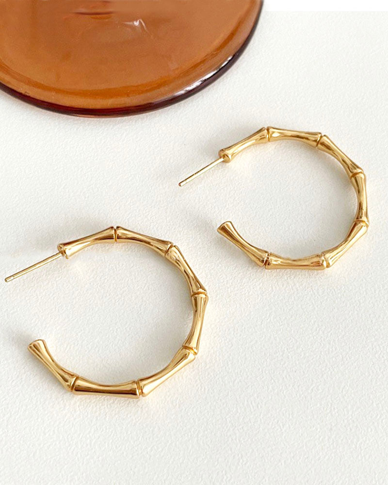 Bamboo Joint Hoop Earrings