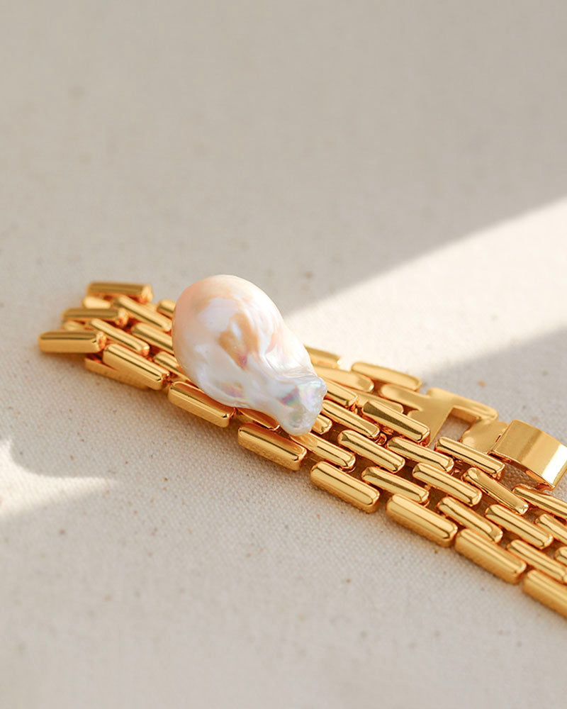 Baroque Pearl Chunk Chain Bracelet