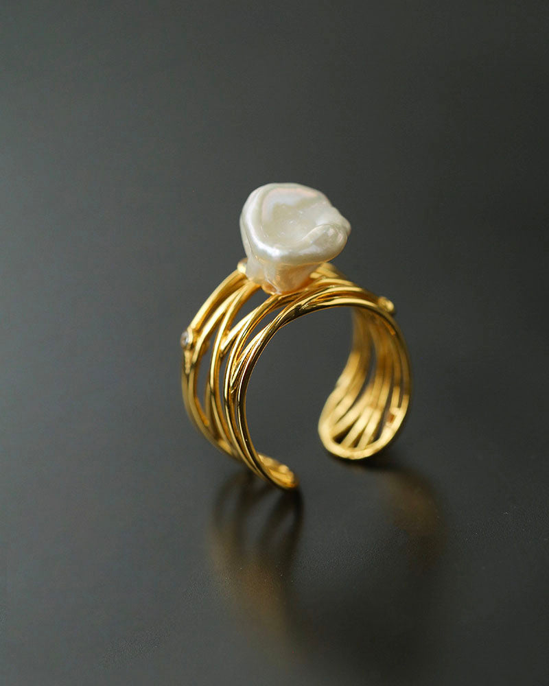 Baroque Pearl Twist Ring