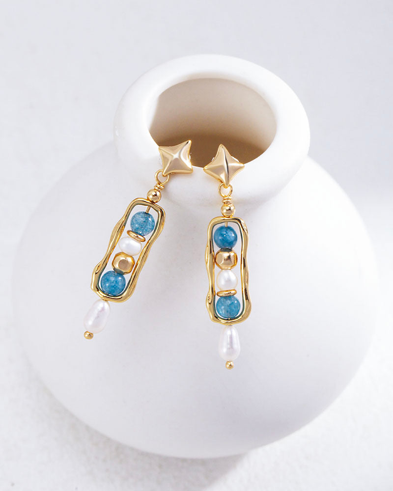 Gemstone Beaded Charm Drop Earrings