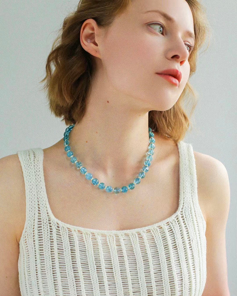 Blue Crystal Beaded Necklace