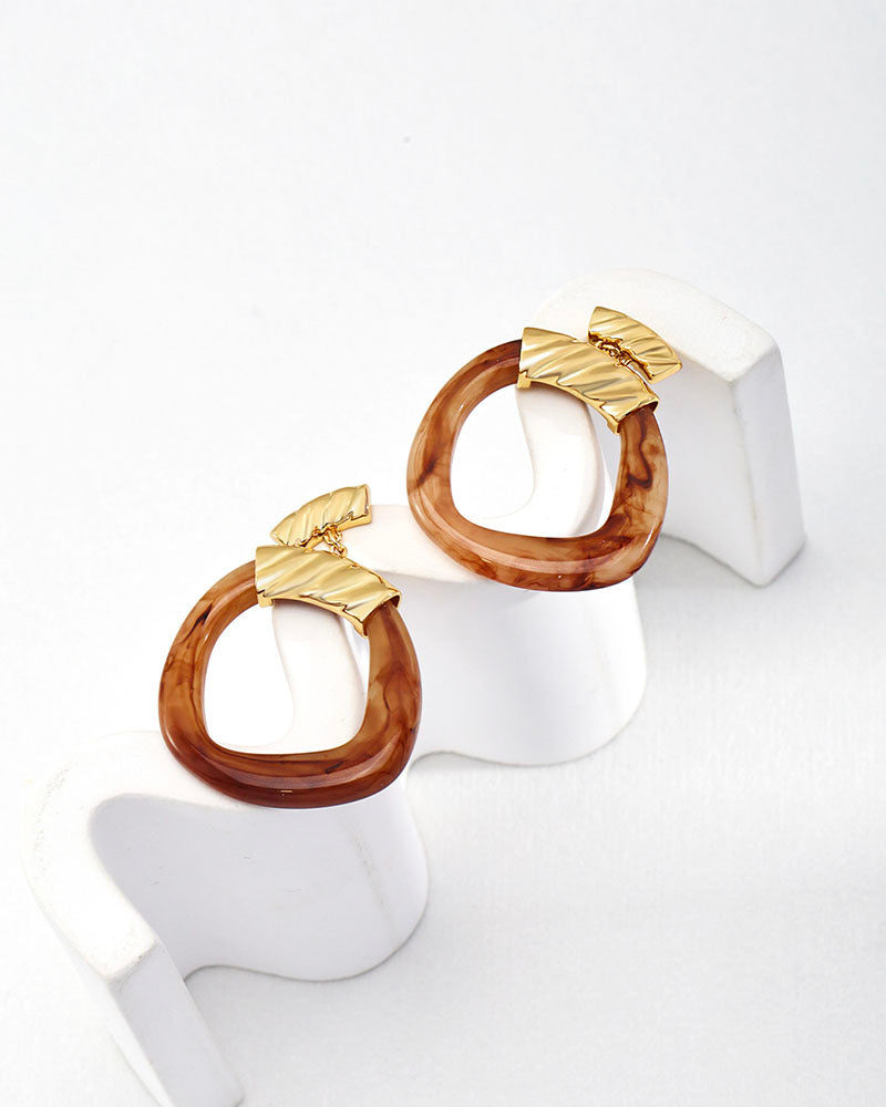 Brown Acetate Hoop Drop Earring