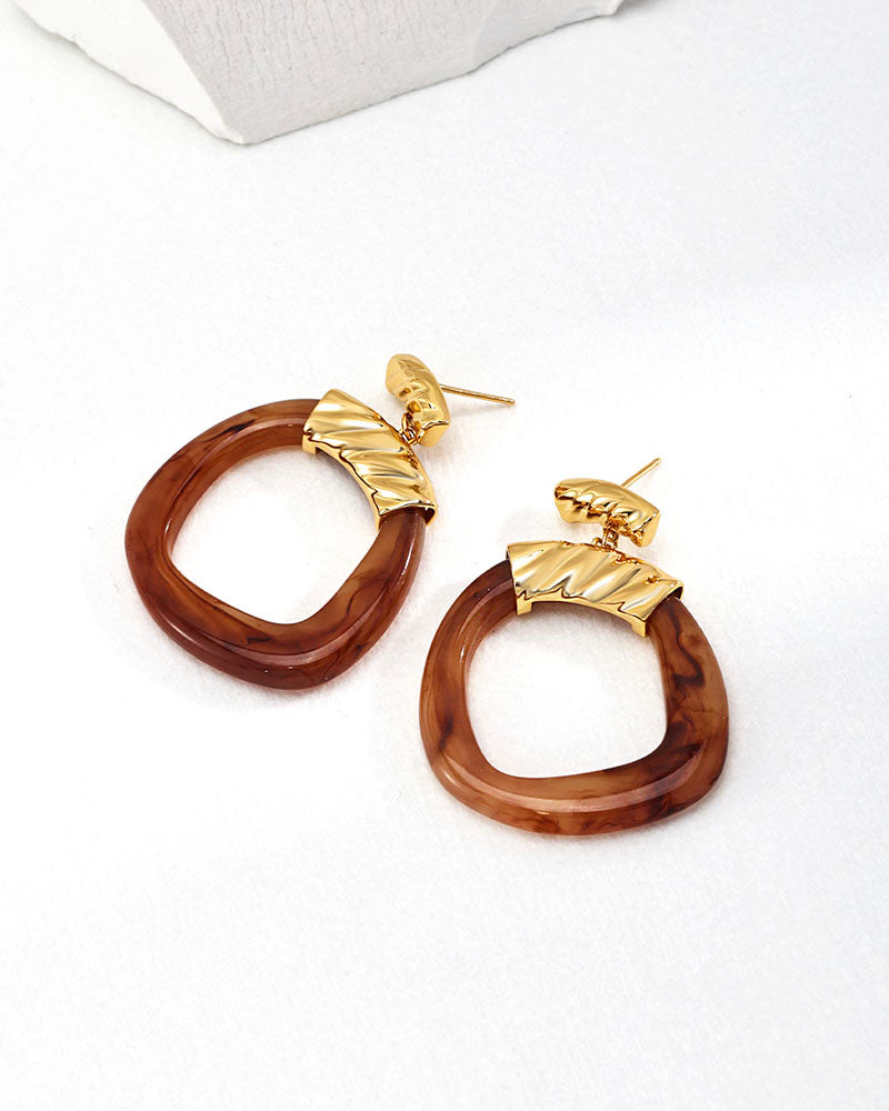 Brown Acetate Hoop Drop Earring