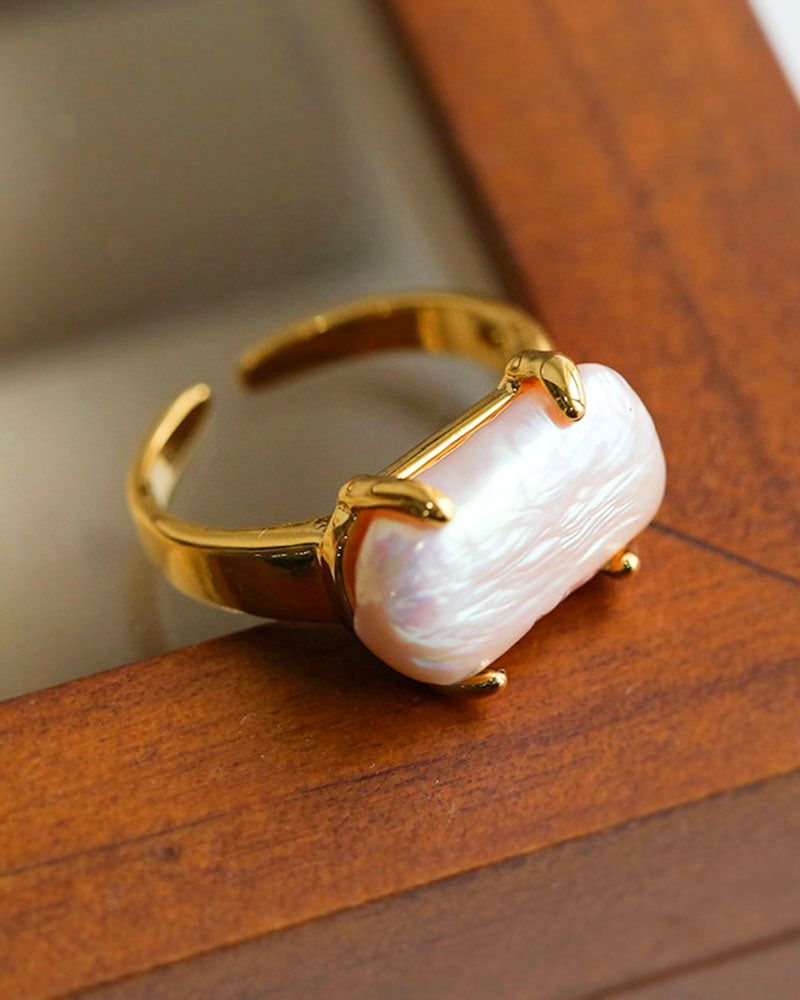 Chunky Baroque Pearl Open Ring