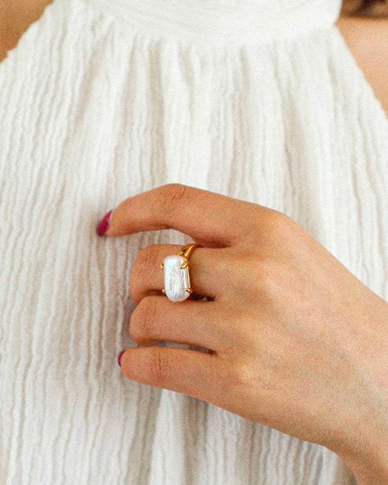 Chunky Baroque Pearl Open Ring