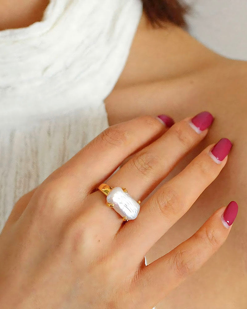 Chunky Baroque Pearl Open Ring