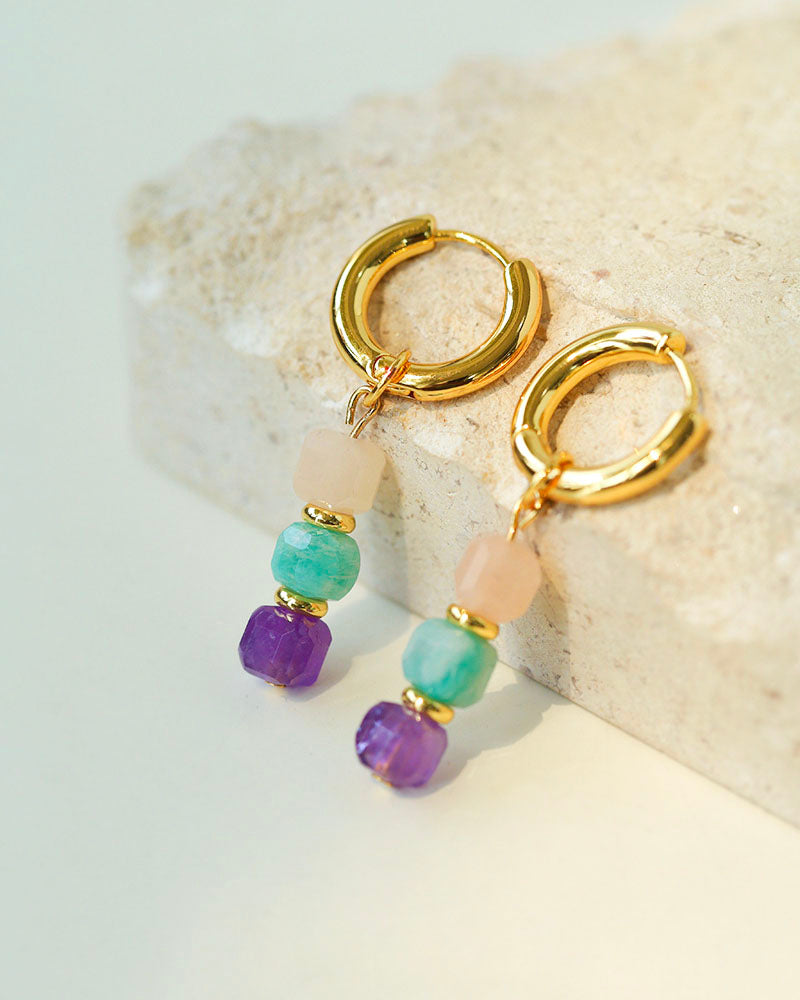 Colorful Candy Cube Gemstone Beaded Earrings