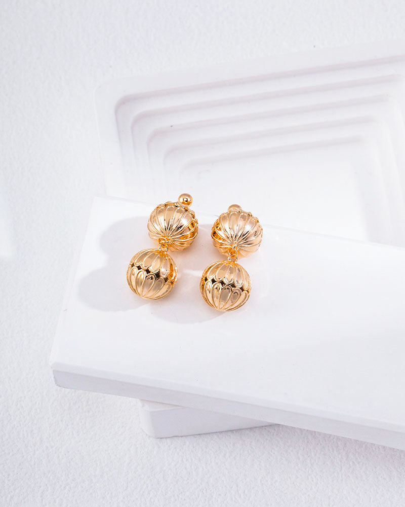 Double Lantern Drop Stud Earrings