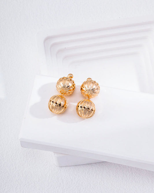 Double Lantern Drop Stud Earrings