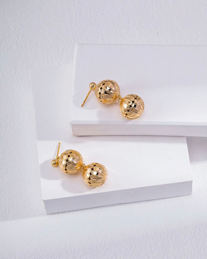 Double Lantern Drop Stud Earrings