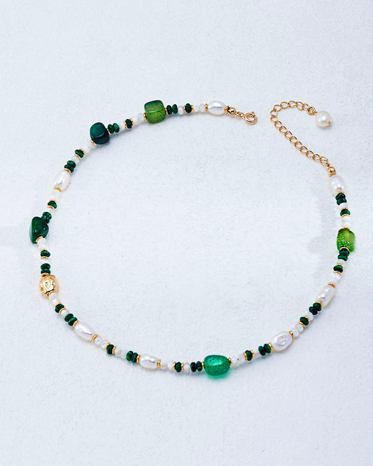 Emerald Harmony Beaded Necklace