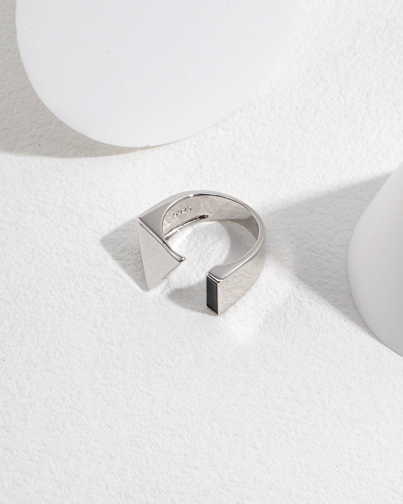 Enamel Black Geometry Open Ring