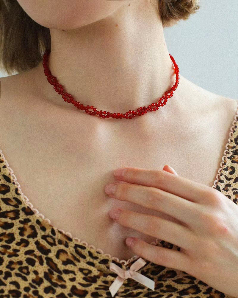 Gemstone Beaded Knitted Choker