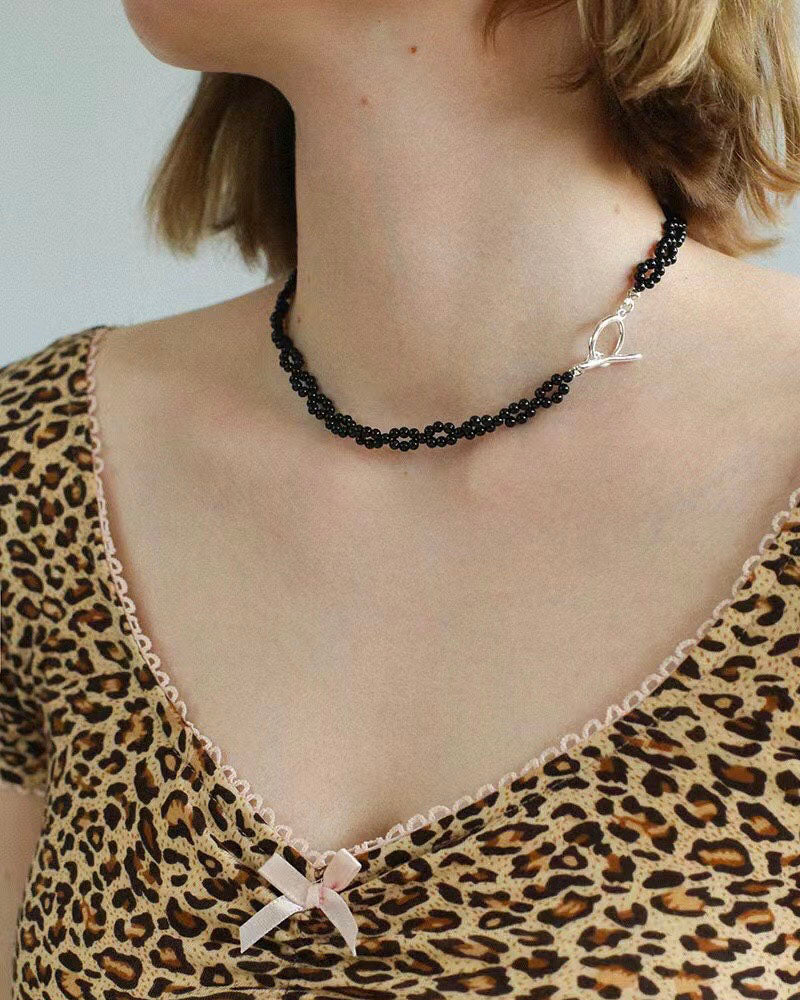 Gemstone Beaded Knitted Choker