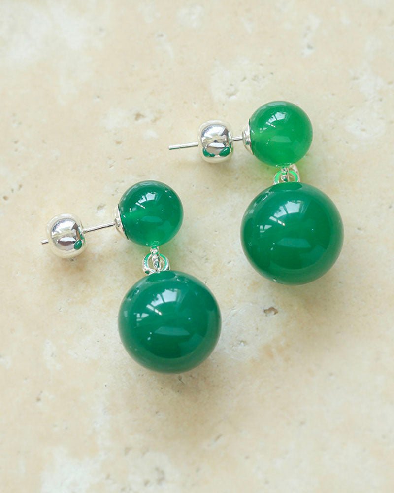 Gemstone Double Sphere Earrings