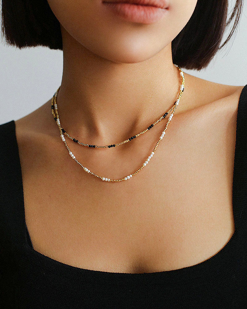 Mini Golden & Pearl Beads Choker