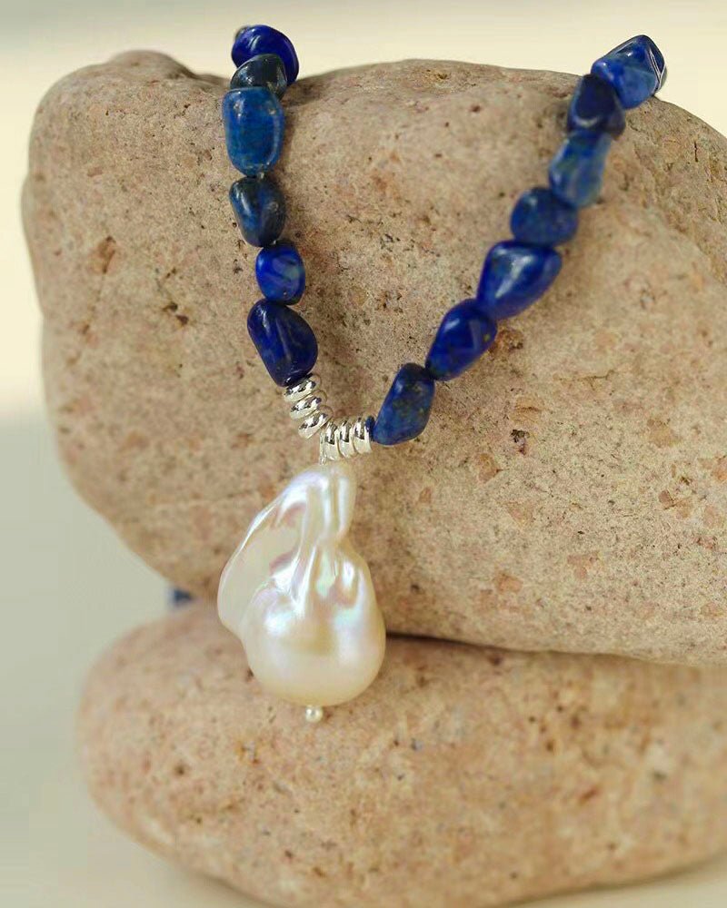 Gemstone Pearl Pendant Necklace