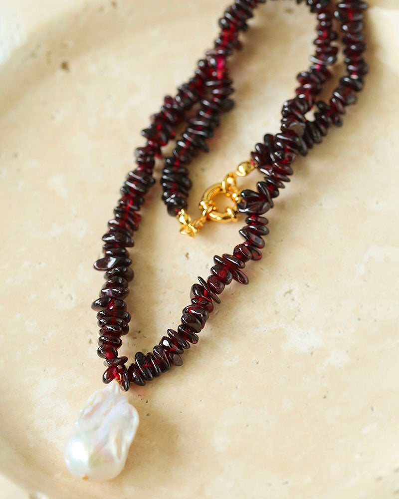 Gemstone Pearl Pendant Necklace