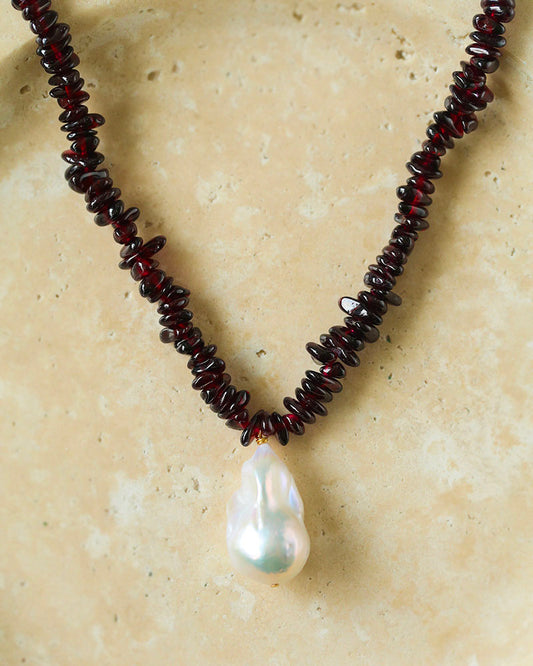 Gemstone Pearl Pendant Necklace