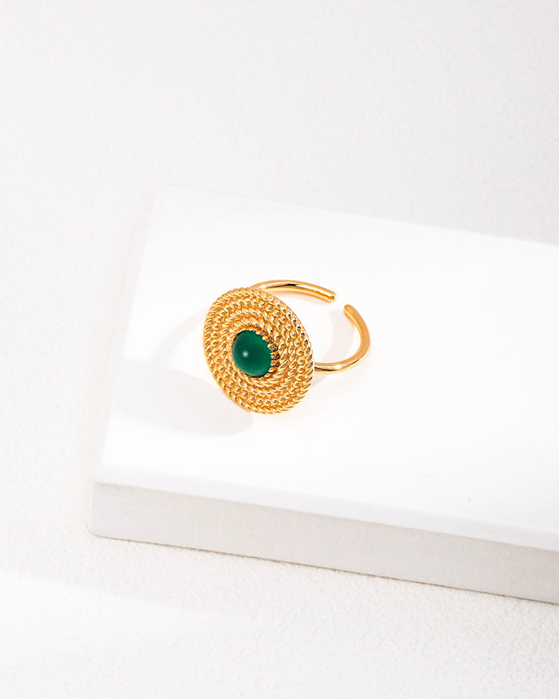 Gemstone Woven Plate Ring