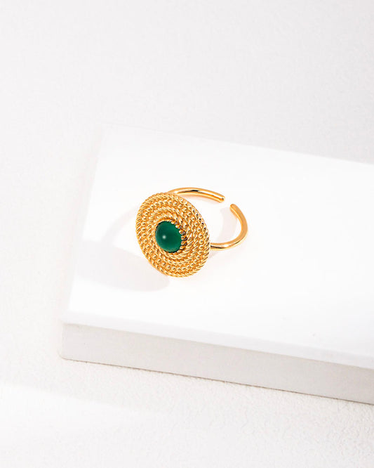 Gemstone Woven Plate Ring