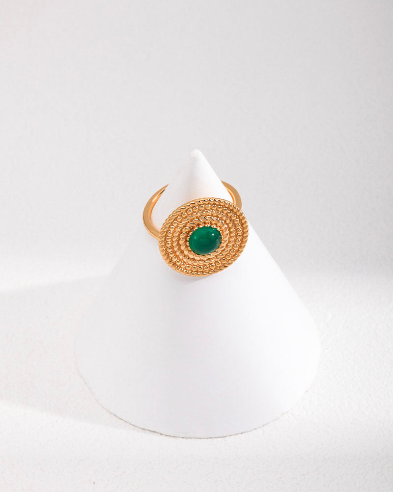 Gemstone Woven Plate Ring