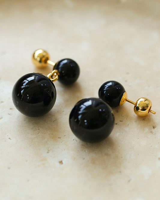 Gemstone Double Sphere Earrings