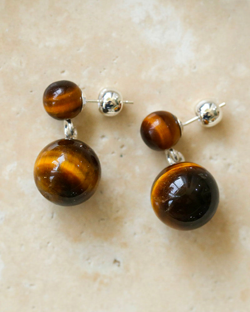 Gemstone Double Sphere Earrings