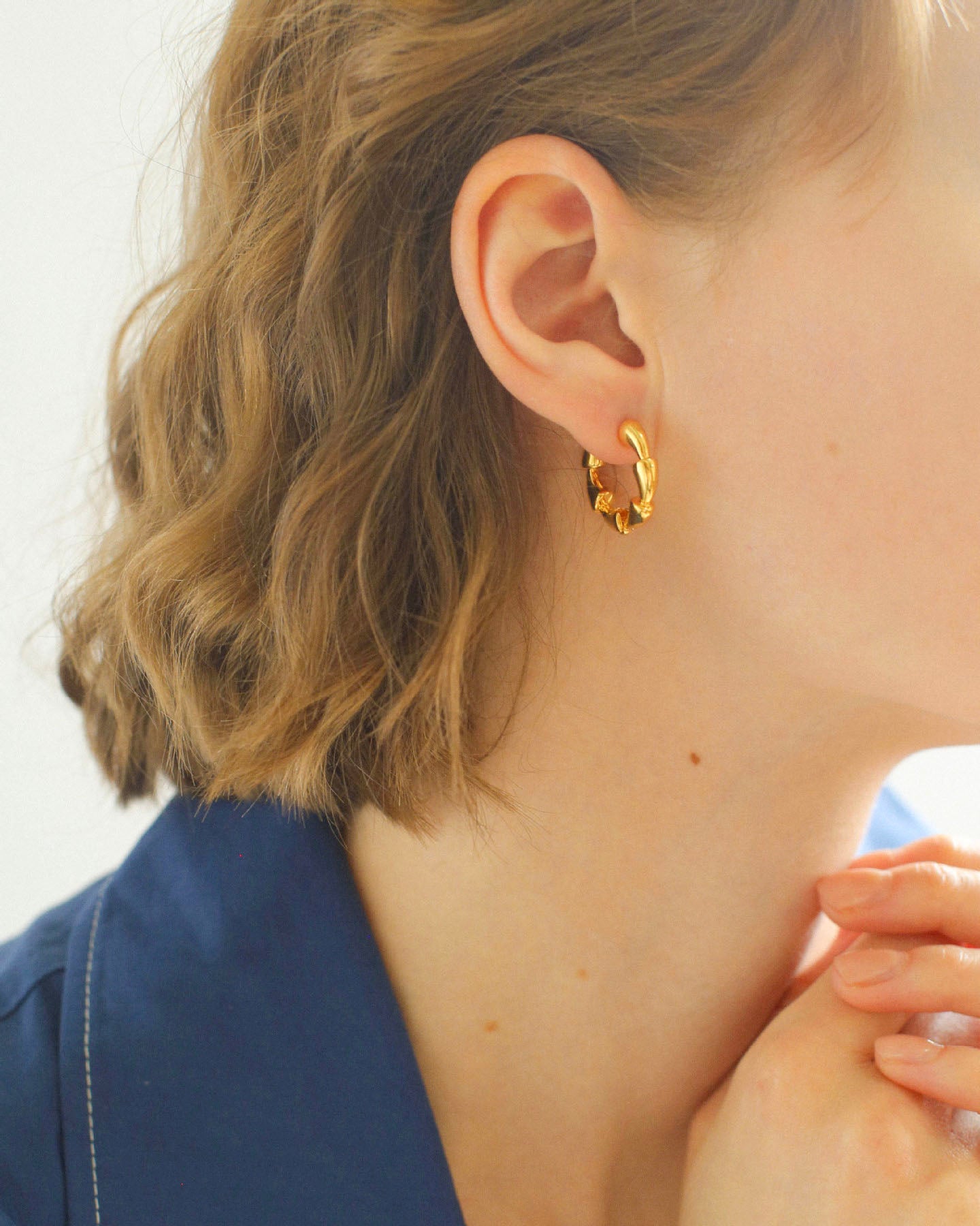 Gilded Ripple Hoop Earrings