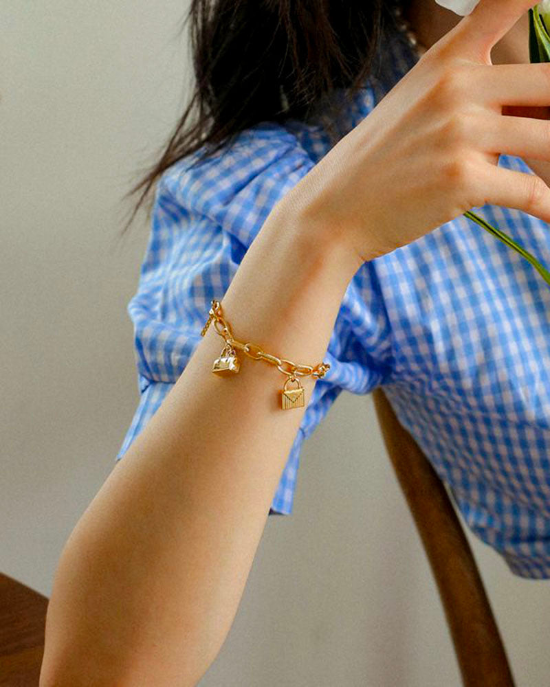 Golden Charm Link Bracelet