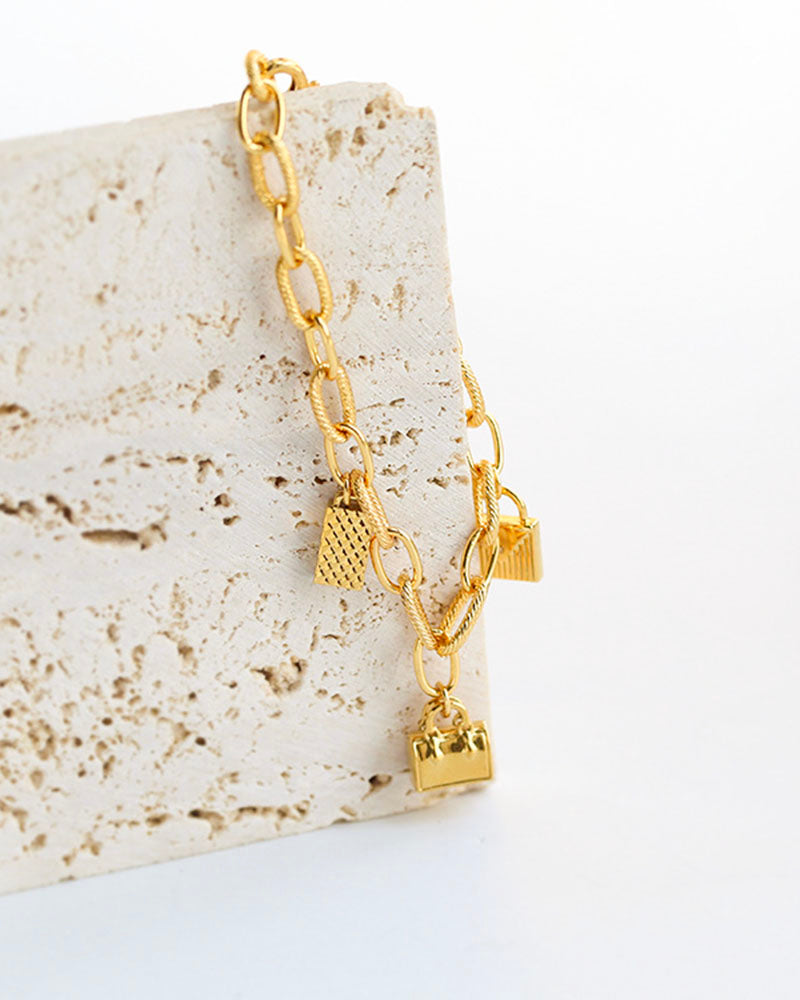 Golden Charm Link Bracelet