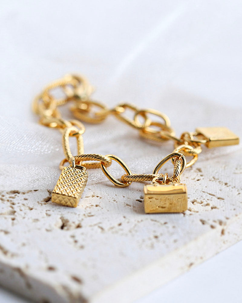 Golden Charm Link Bracelet