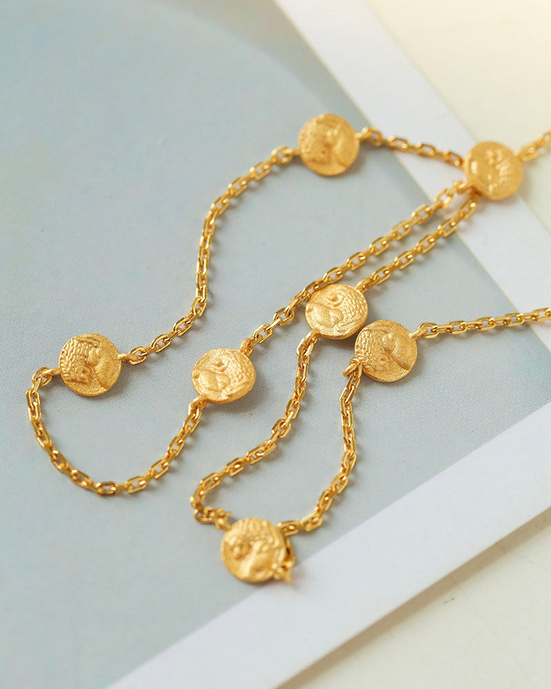 Golden Coin Charm Necklace