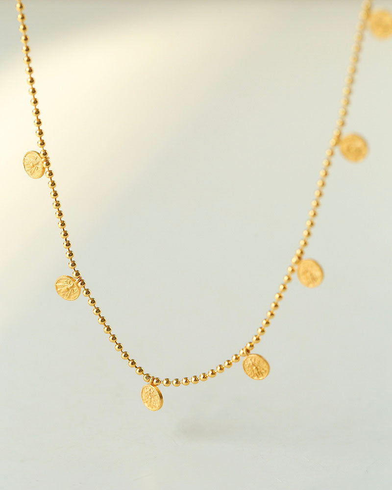 Golden Coin Charm Necklace