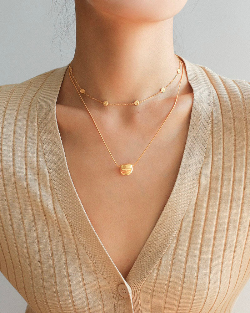 Golden Coin Charm Necklace