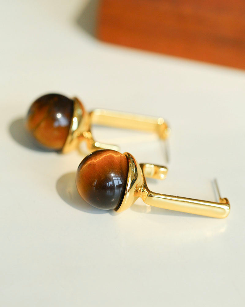 Golden Tiger's Eye Drop Earrings