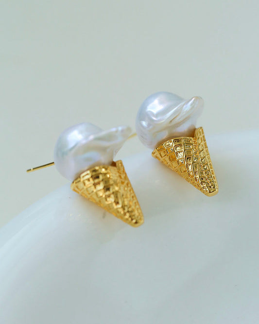 Icecream Pendant Pearl Earrings