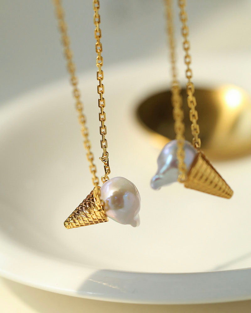 Icecream Pendant Pearl Earrings