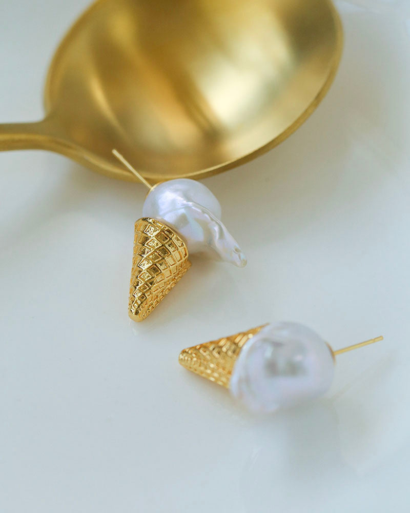 Icecream Pendant Pearl Earrings