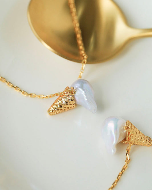 Icecream Pendant Pearl Earrings