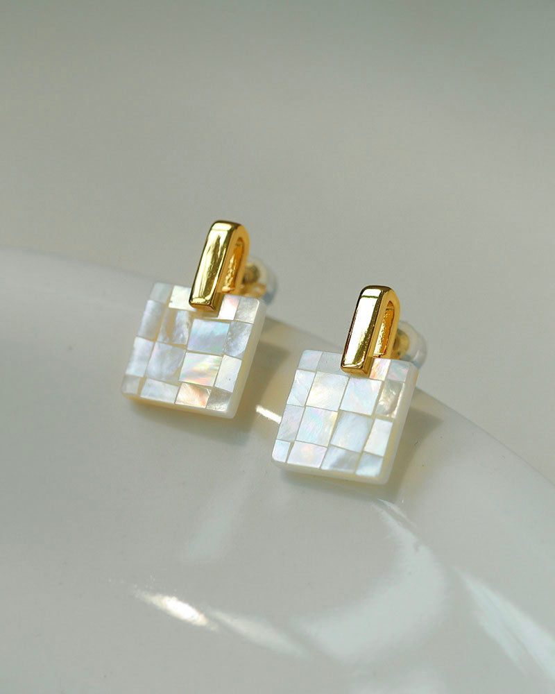 Iridescent Mosaic Square Earrings