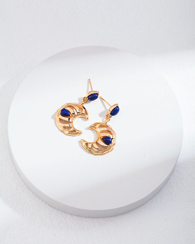 Lapis Moon Drop Earrings