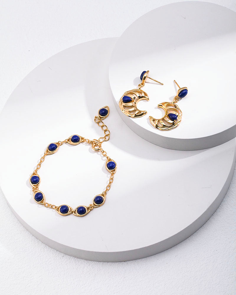 Lapis Moon Drop Earrings