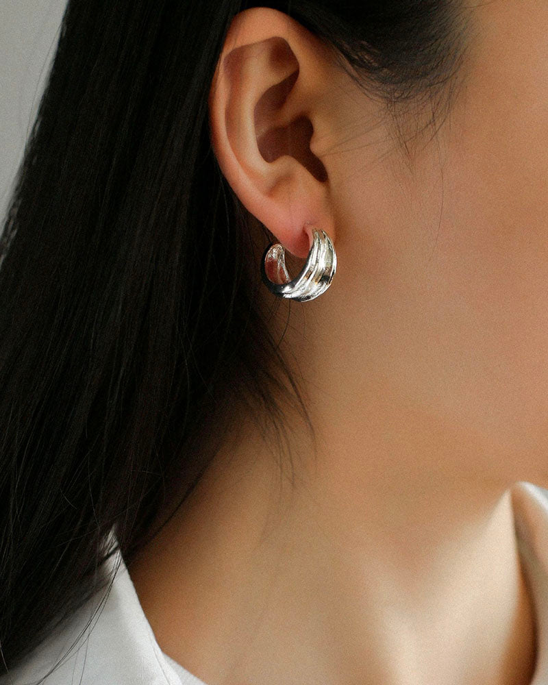 Lustrous Arc Hoop Earrings