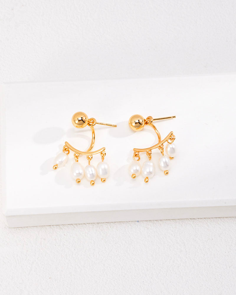 Mini Pearl Charm Stud Earrings