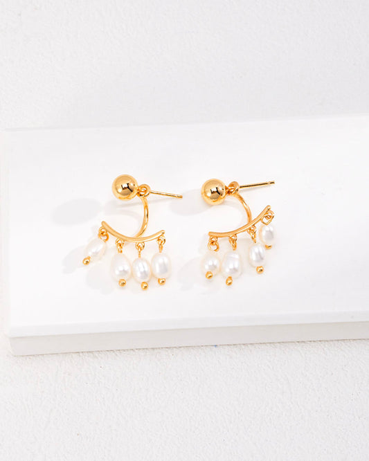 Mini Pearl Charm Stud Earrings