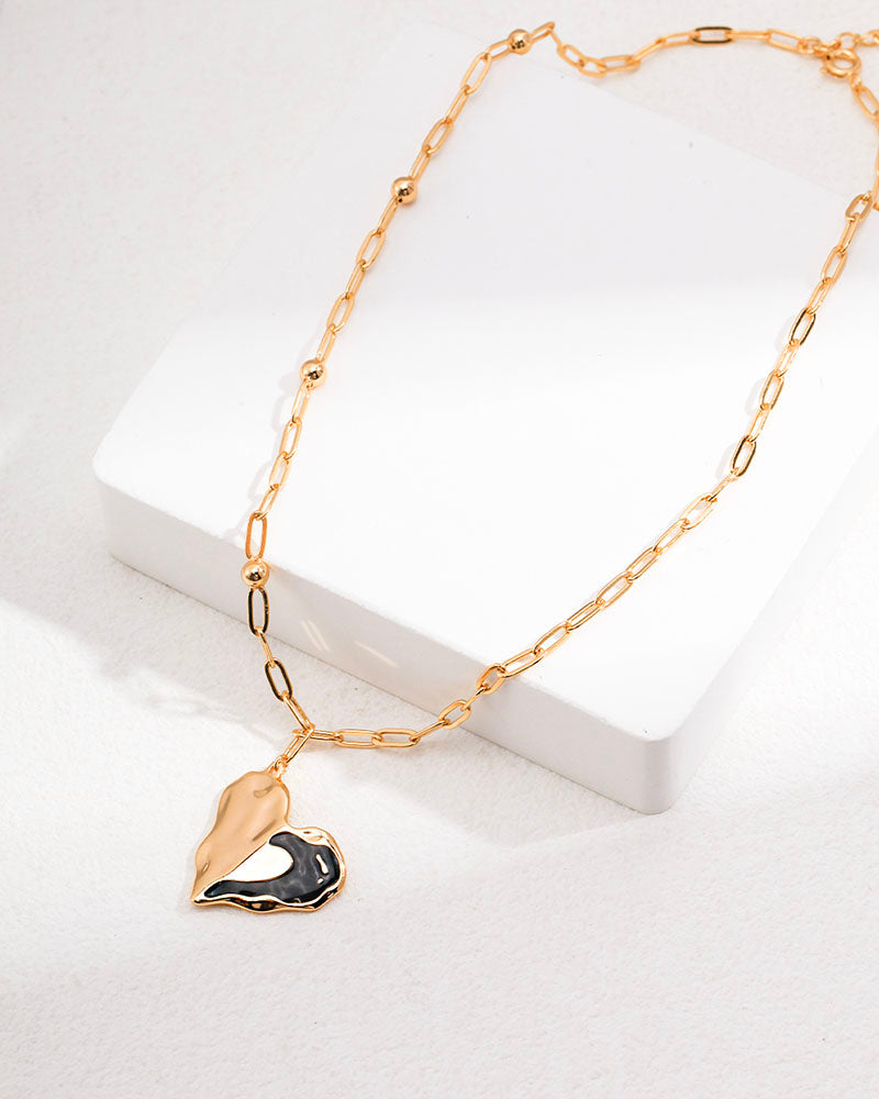 Heart Pendant Paperclip Chain Necklace