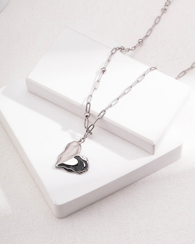 Heart Pendant Paperclip Chain Necklace